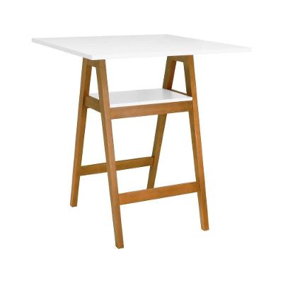 Mesa Bistrô Miami sem Porta 1 Prateleira Madeira Maciça MDF 80CM Amêndoa Decorise
