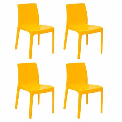 Kit 4 Cadeiras Alice em Plástico Polipropileno Amarelo Brilhante Tramontina