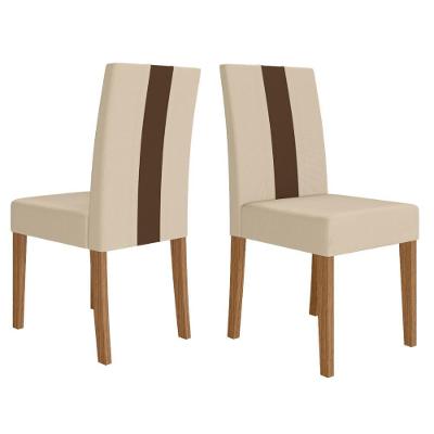Kit 2 Cadeiras de Jantar Linea MDF Suede Marfim Poliman Móveis