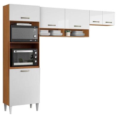 Kit Cozinha Atenas 2012180 6 Portas MDF-MDF 249,7CM Cinamomo e Branco Aramóveis