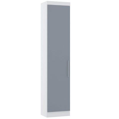 Guarda Roupa Sapateira Modulado Alpes 1 Porta de Bater MDP Fosco Branco e Grey Sky Luciane Móveis