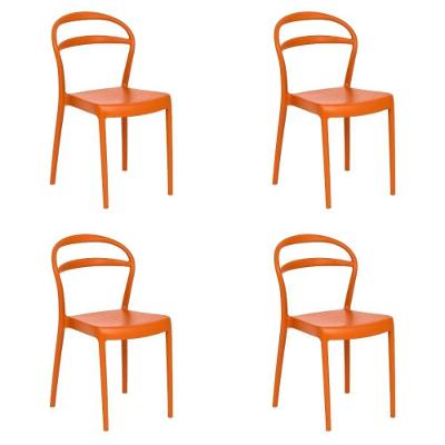 Kit 4 Cadeiras Tramontina Sissi Estrutura Plástica Polipropileno Terracota Tramontina