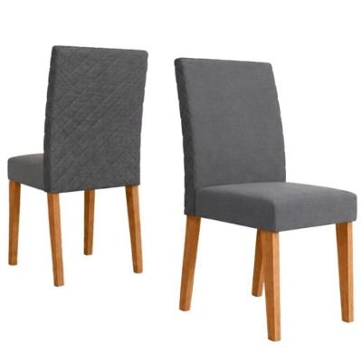 Kit 2 Cadeiras de Jantar Luara MDF Suede Aveludado Cinza Poliman Móveis