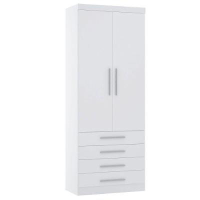 Guarda Roupa Modulado Alpes 2 Portas 4 Gavetas MDP Branco Pf Luciane Móveis 90CM
