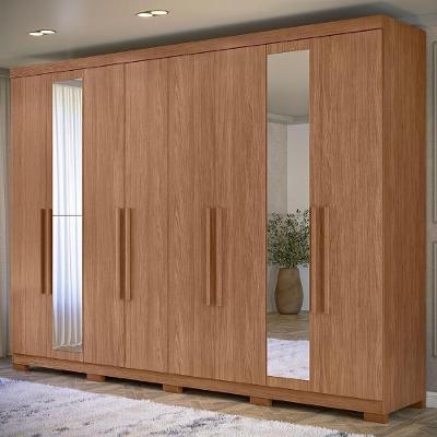 Guarda Roupa Casal Vortex Jatobá S01 8 Portas de Bater 4 Gavetas MDP com Pés e Espelho JATOBA