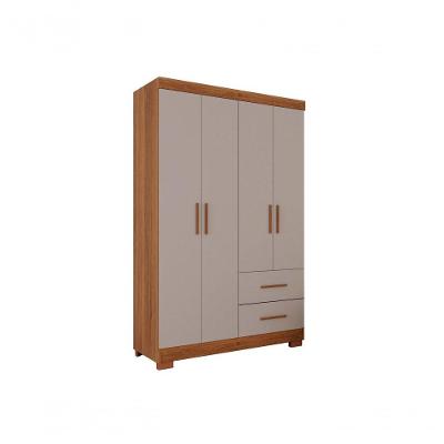 Guarda Roupa Solteiro Estrela Premium 4 Portas de Bater 2 Gavetas MDP Cinamomo-off White Sallêto