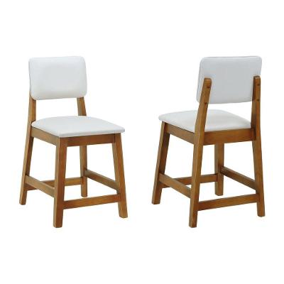Kit 2 Banquetas Baixa Cadeira Paris Assento Estofado Base Madeira Maciça Encosto Fixo Amêndoa