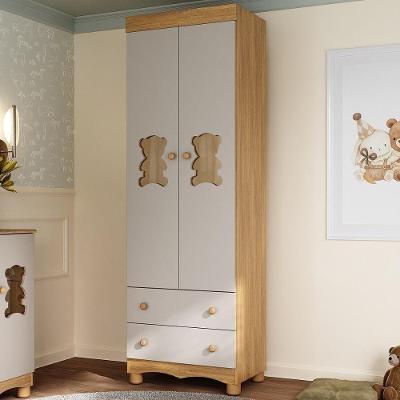 Guarda Roupa Infantil Ternura 2 Portas de Bater 2 Gavetas MDP Madeirado-off White Multimóveis 62CM