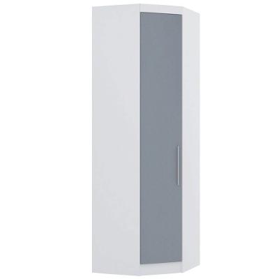 Guarda Roupa de Canto Alpes 1 Porta de Bater sem Gavetas MDP Laqueado Branco e Grey Sky Luciane
