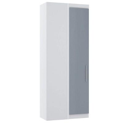 Guarda Roupa de Canto Alpes 1 Porta de Bater sem Gavetas MDP Branco Pf-grey Sky Pf Luciane Móveis