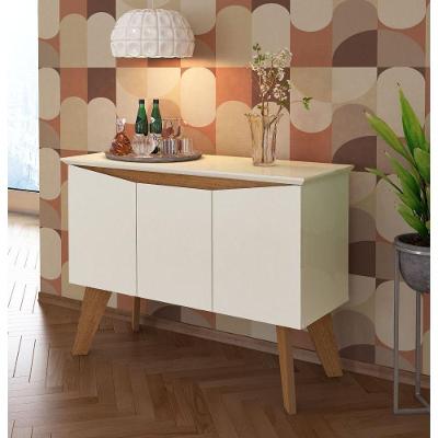 Buffet Oásis Moderno 3 Portas 3 Prateleiras MDF-MDP 110CM Cinamomo e Off White