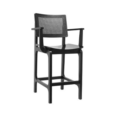 Banqueta Alta Bistrô Gus com Encosto Preto Decorise