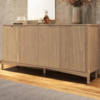 Buffet Aparador Nira Moderno 4 Portas Madeira Maciça 167CM Marrom Mpozenato