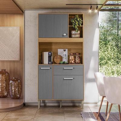 Armário de Cozinha Zen 3 Portas 1 Gaveta MDP 90CM Freijó e Gris Kit's Paraná