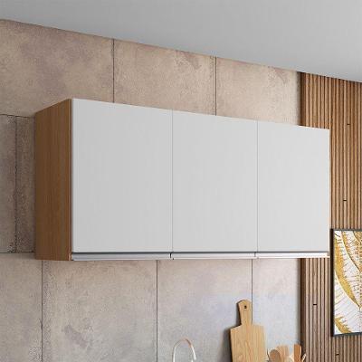 Armário Aéreo Andréia 120CM 3 Portas MDP Amêndoa e Branco AJL Móveis