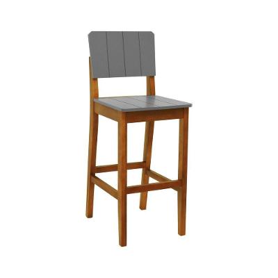 Banqueta Alta Bistrô Linhas Assento Laqueado Amêndoa