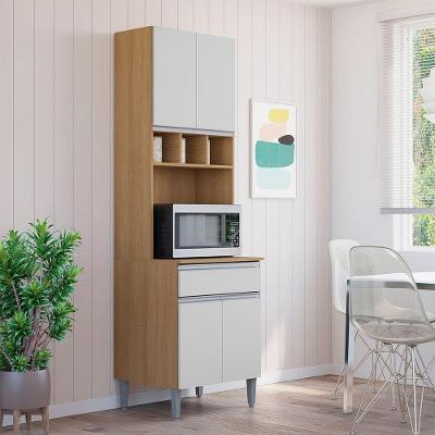 Armário Paneleiro Torre Andréia 2 Portas MDP 61CM Amêndoa e Branco AJL Móveis