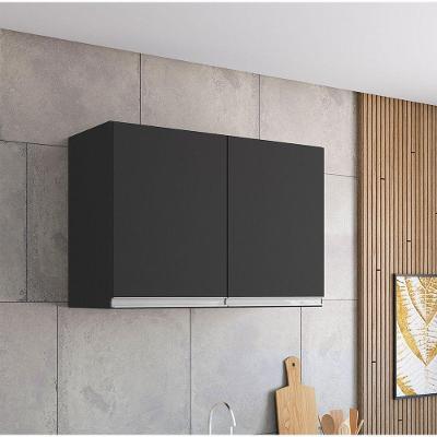 Armário Aéreo Andréia 80CM 2 Portas MDF Porta de Bater Preto