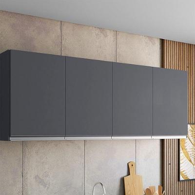 Armário Aéreo Andréia 160CM 4 Portas MDF de Bater Cinza AJL Móveis