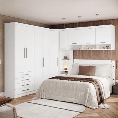 Quarto Completo Alpes 9 Portas 5 Gavetas MDP 165CM Branco Luciane Móveis