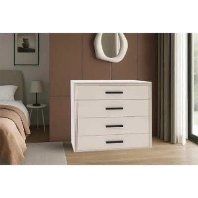 Cômoda Valência 4 Gavetas MDF-MDP Puxador Plástico Freijo-creme Politorno Móveis