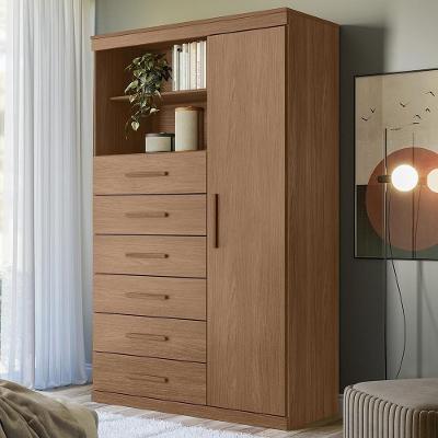 Cômoda Multiuso S01 6 Gavetas MDF-MDP Puxador MDF Marrom Mpozenato
