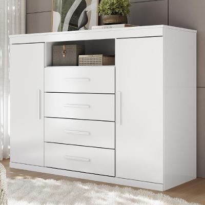 Cômoda Savana S01 4 Gavetas MDF-MDP Puxador em MDF Branco Mpozenato