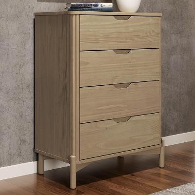 Cômoda Nira 4 Gavetas Madeira Maciça Puxador MDF Marrom Mpozenato