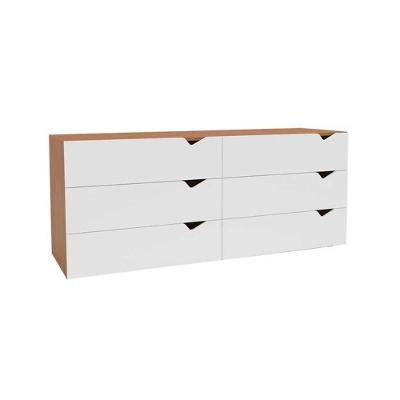 Cômoda Juvenil Porto 6 Gavetas MDF-MDP Freijó e Branco Politorno Móveis 150CM