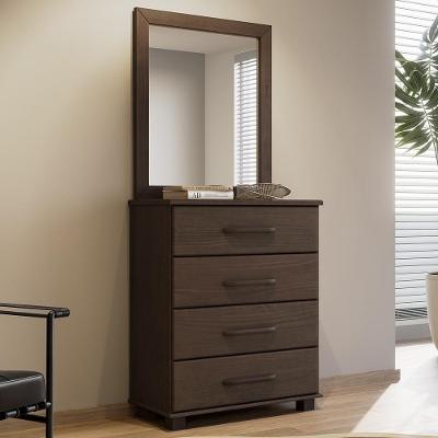 Cômoda Eduarda 4 Gavetas Madeira Maciça Puxador Metálico Café 90CM Mpozenato