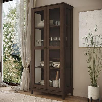 Cristaleira Vitalis 2 Portas 3 Prateleiras Madeira Maciça com Gaveta Café Mpozenato 80CM