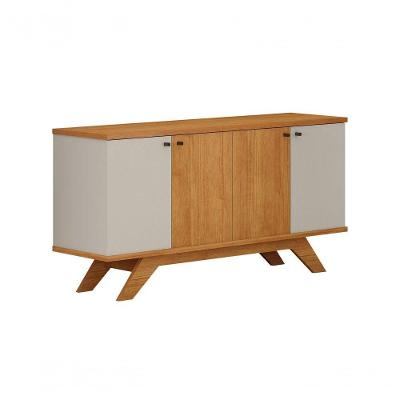 Buffet Ilhéus 4 Portas 1 Gaveta 4 Prateleiras MDF-MDP Cinamomo e Off White Leifer Móveis 150CM