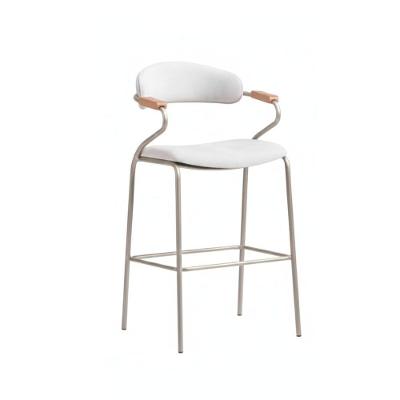 Banqueta Zyon Assento em Tecido Base Fixa com Encosto Cinza Aurora Line