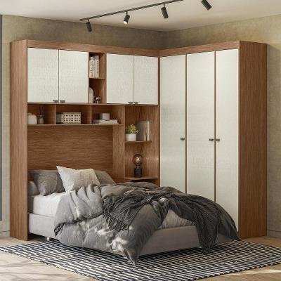 Guarda Roupa Casal Vincenzo S01 7 Portas de Bater 4 Gavetas MDP Jatobá-areia Mpozenato 233CM