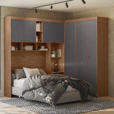 Guarda Roupa Casal Modulado Vincenzo 7 Portas de Bater 4 Gavetas MDP Jatobá-grafite Mpozenato 175CM