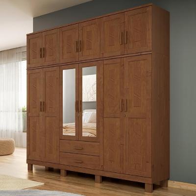 Guarda Roupa Casal Bipartido Giana 12 Portas de Bater 2 Gavetas MDF-MDP Castanho Mpozenato 225CM
