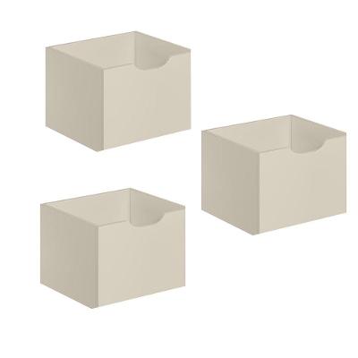 Kit 3 Gavetas para Nicho Organizador Retrô Rodízios MDF MDP Off White Qmovi