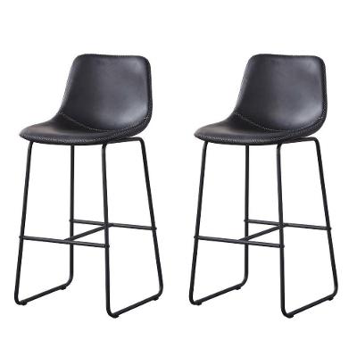 Kit 2 Banquetas Oxford Verner Assento PU Base Aço Encosto Fixo Preto 100CM Fratini