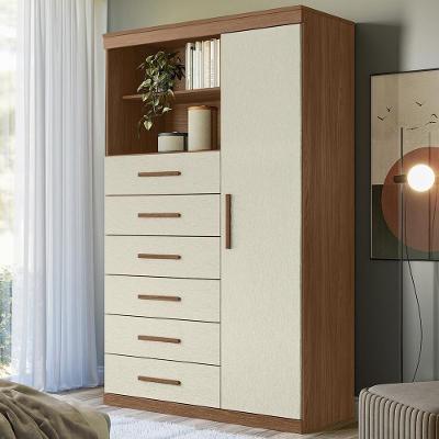 Cômoda Multiuso S01 6 Gavetas MDF-MDP Puxador MDF Jatobá-areia Mpozenato