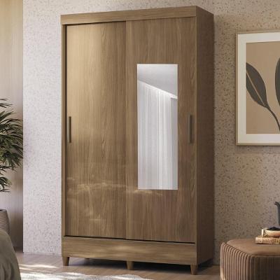 Guarda Roupa Solteiro Thales S01 2 Portas Correr 2 Gavetas MDP Jequitibá Mpozenato 107CM