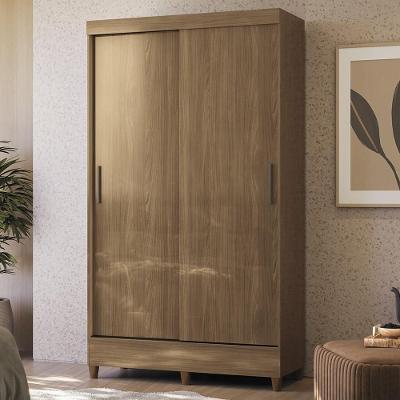 Guarda Roupa Solteiro Thales 2 Portas Correr 2 Gavetas MDP Jequitibá Mpozenato 107CM