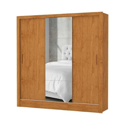 Guarda Roupa Solteiro Santiago Plus 3 Portas 2 Gavetas MDP com Espelho Cem Carioca Móveis 179CM
