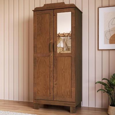 Guarda Roupa Solteiro Giana 2 Portas de Bater 2 Gavetas MDF-MDP Castanho com Espelho Mpozenato 78CM