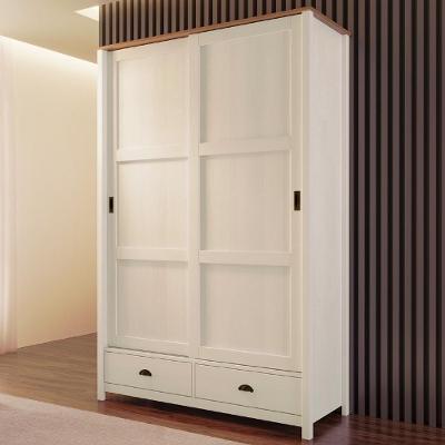Guarda Roupa Solteiro Lazio 2 Portas Correr 2 Gavetas Madeira Branco-freijó Mpozenato 133CM