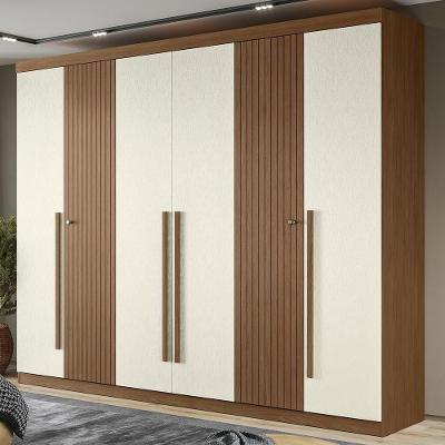 Guarda Roupa Casal Zain S01 6 Portas de Bater 4 Gavetas MDP Jatobá-areia Mpozenato 232CM