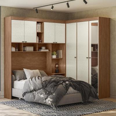 Guarda Roupa Casal Vincenzo S01 7 Portas de Bater 4 Gavetas MDP com Espelho Jatobá-areia Mpozenato