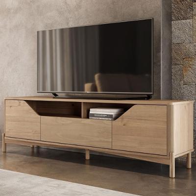 Rack TV 80 Pol 182CM Madeira Maciça Nira com Gaveta Marrom Mpozenato