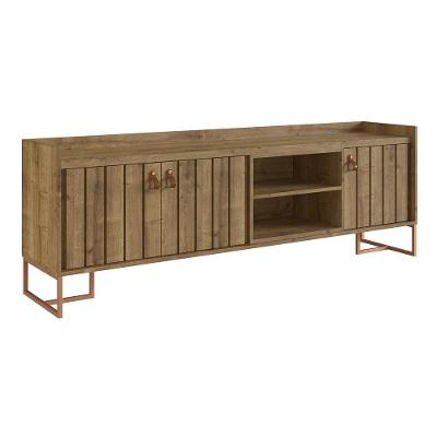 Rack Trendy para TV 65" 180CM MDP com Porta Ripada Marrom Metta Mobili