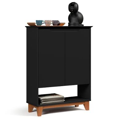 Sapateira Hall Flow 2 Portas 1 Prateleira 68CM MDF-MDP Preto EJ Móveis