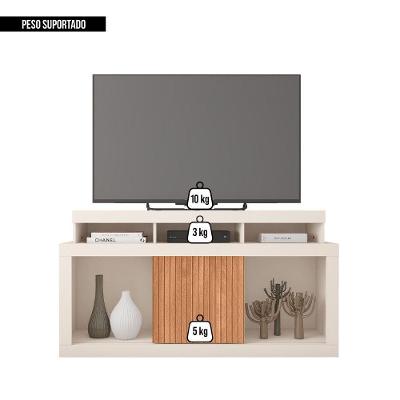 Rack com Mesa de Apoio Frost para Tv 55" em MDF MDP Off White Freijo Caemmun Móveis